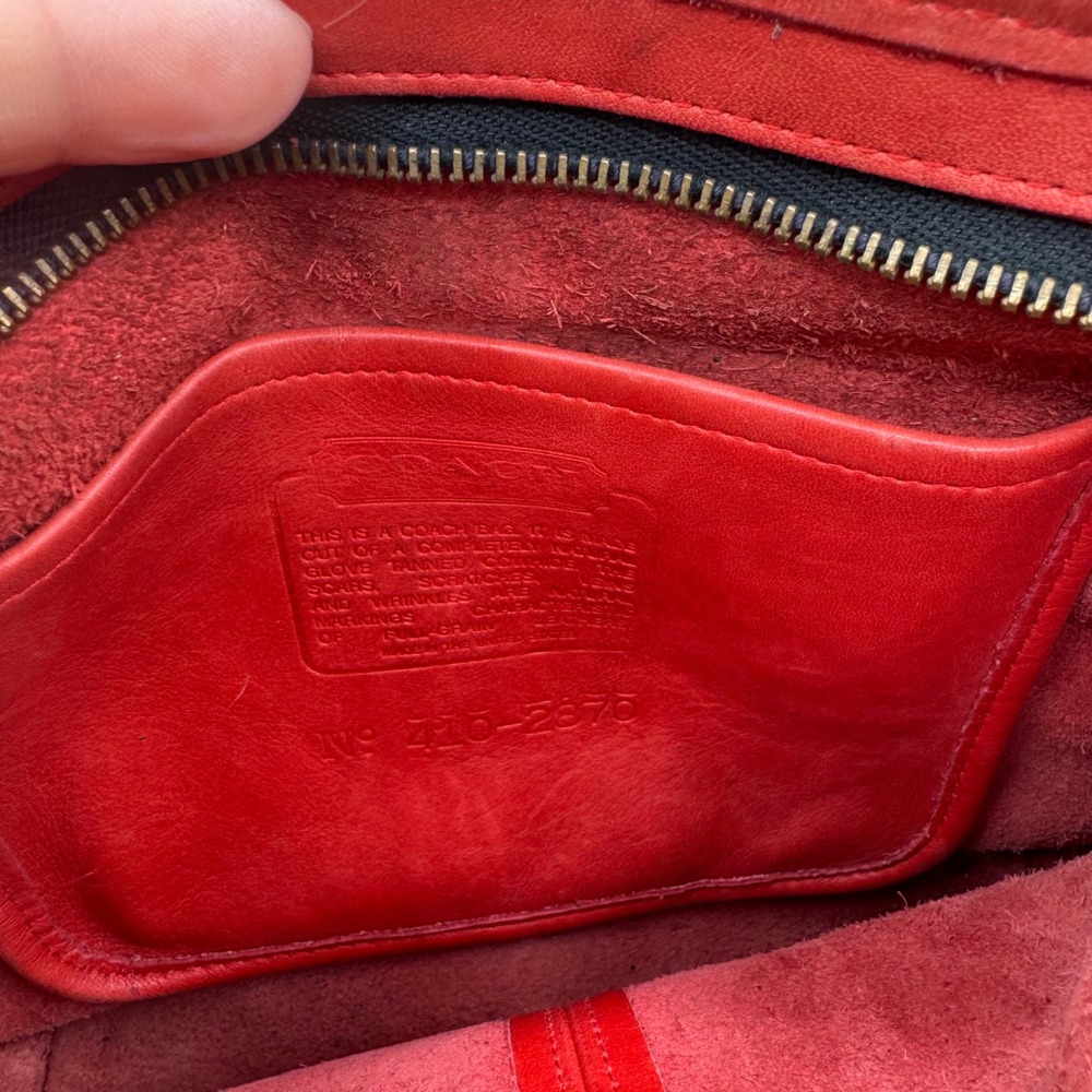 Coach Vintage Red Leather Bleecker Crossbody Bag Bucket Bag Brass Hardware FLAWS - Picture 9 of 12